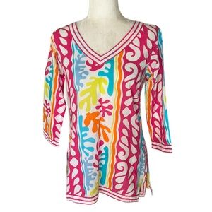 Gretchen Scott Coral Print Tunic Top - XS